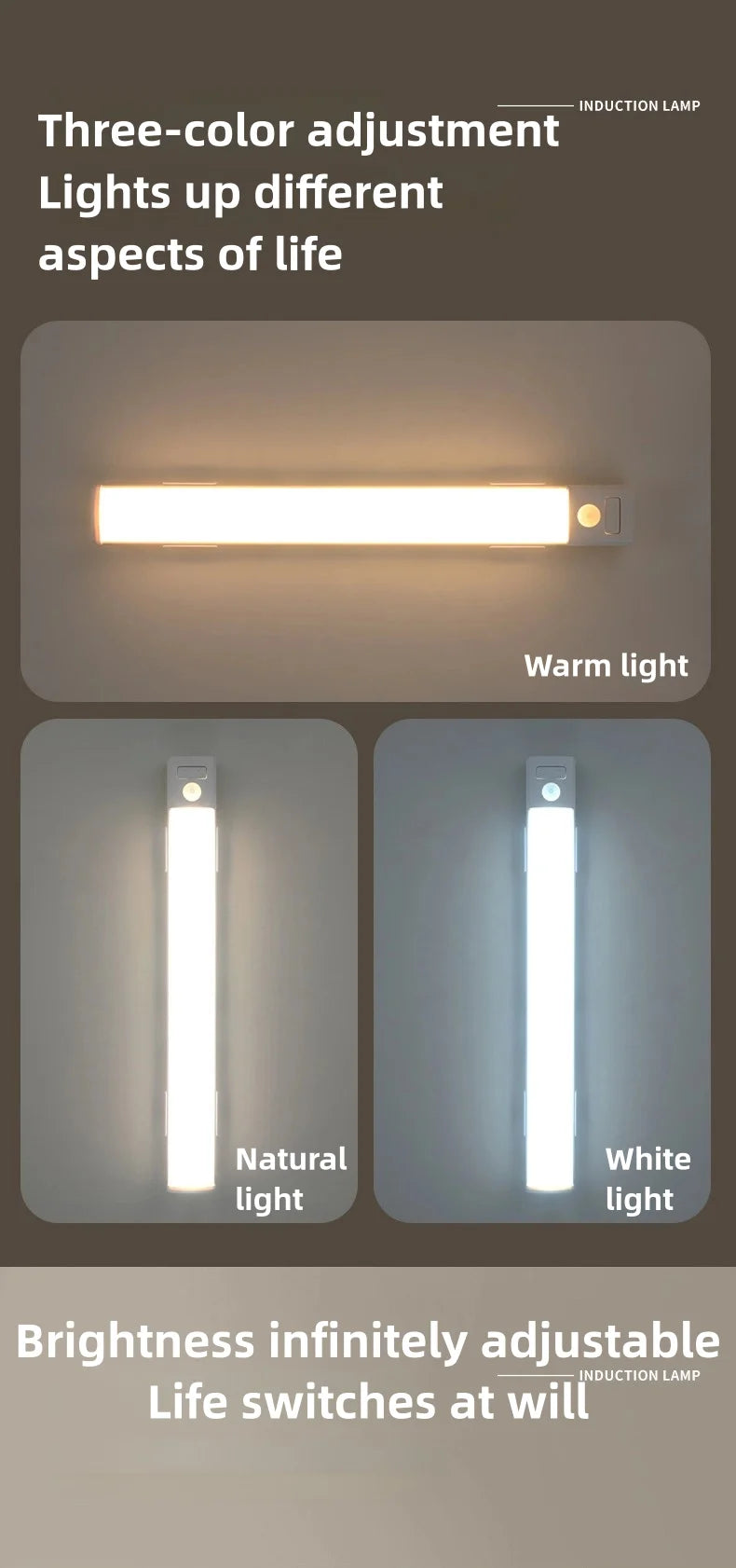 10-50cm Motion Sensor Light Night Wireless Lamp LED USB Battery Rechargeable Wall for Bedroom Kitchen Lighting Lights Room Decor