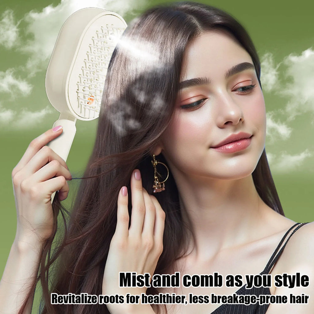 Wet Electrics Hairbrush with Water Spray Rechargeable Steams Hair Straightener USB-C Charging Anti-Static Red Light Hair Brush
