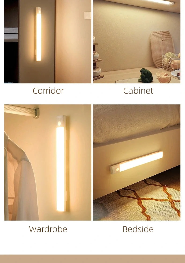 10-50cm Motion Sensor Light Night Wireless Lamp LED USB Battery Rechargeable Wall for Bedroom Kitchen Lighting Lights Room Decor