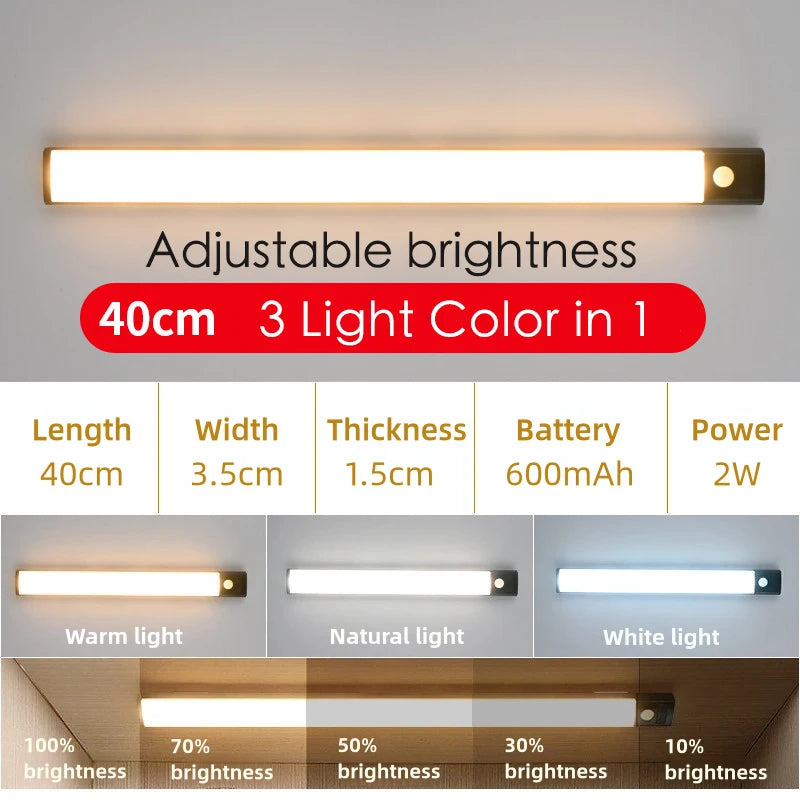 10-50cm Motion Sensor Light Night Wireless Lamp LED USB Battery Rechargeable Wall for Bedroom Kitchen Lighting Lights Room Decor