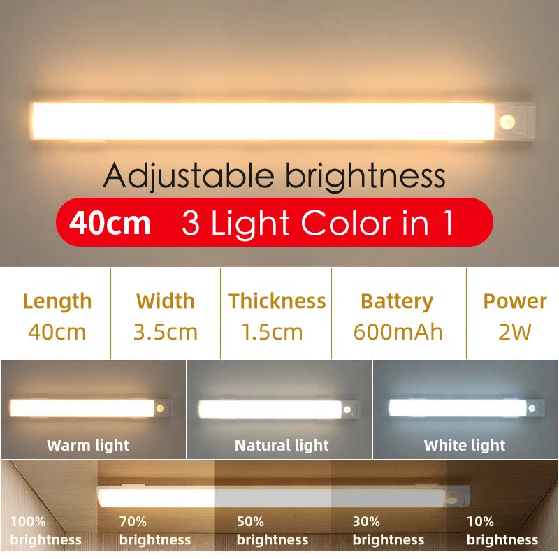 10-50cm Motion Sensor Light Night Wireless Lamp LED USB Battery Rechargeable Wall for Bedroom Kitchen Lighting Lights Room Decor