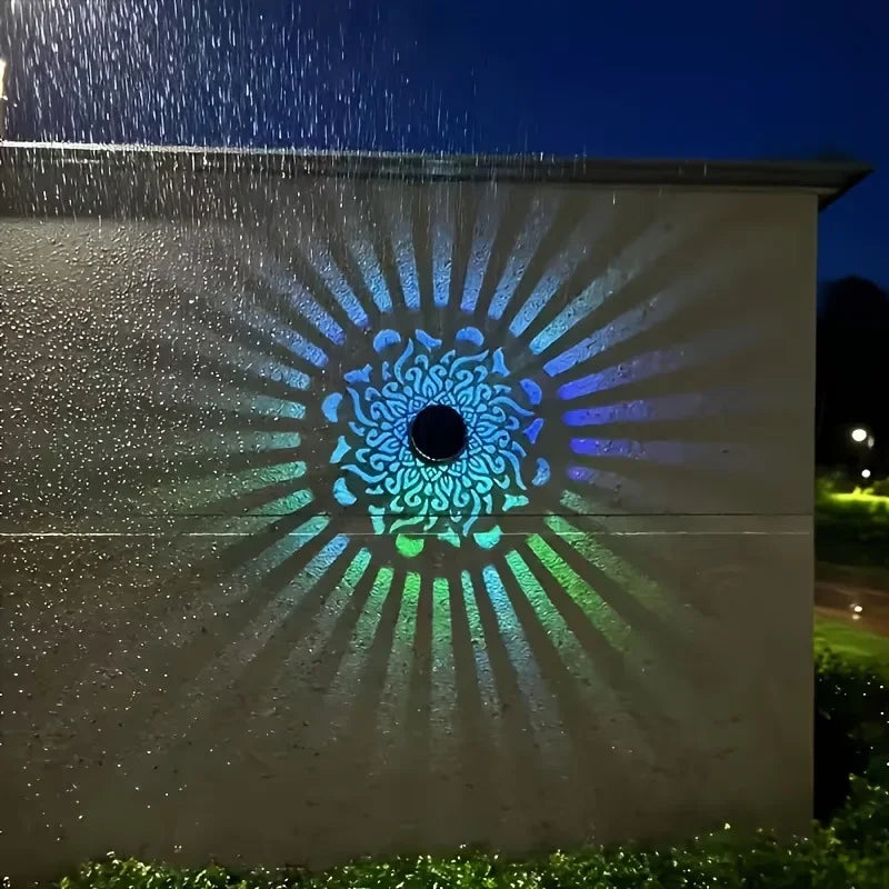 Outdoor Solar Wall Light with Mandala Sunflower Design Garden Courtyard Decoration Landscape Lighting for Patio Fence