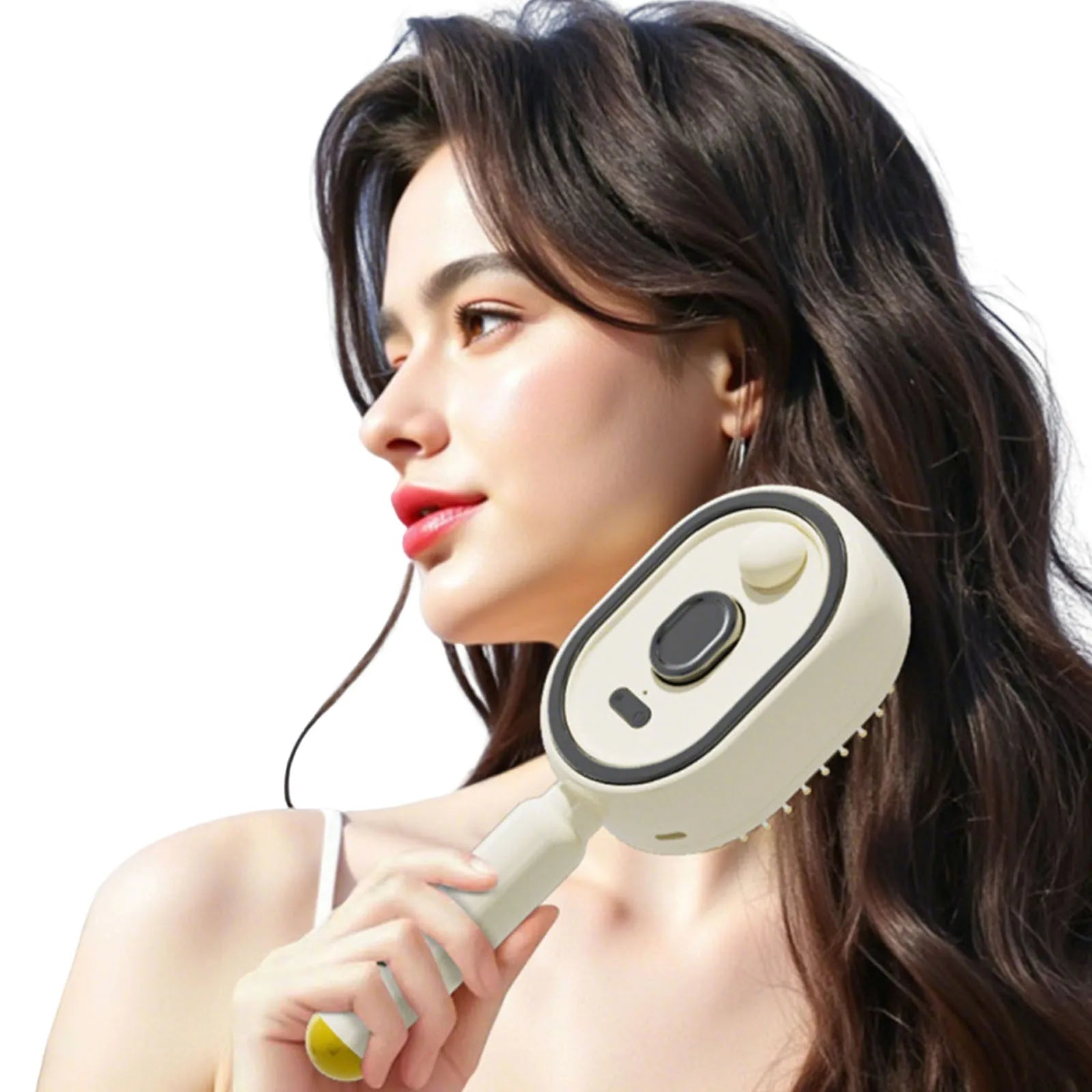 Wet Electrics Hairbrush with Water Spray Rechargeable Steams Hair Straightener USB-C Charging Anti-Static Red Light Hair Brush