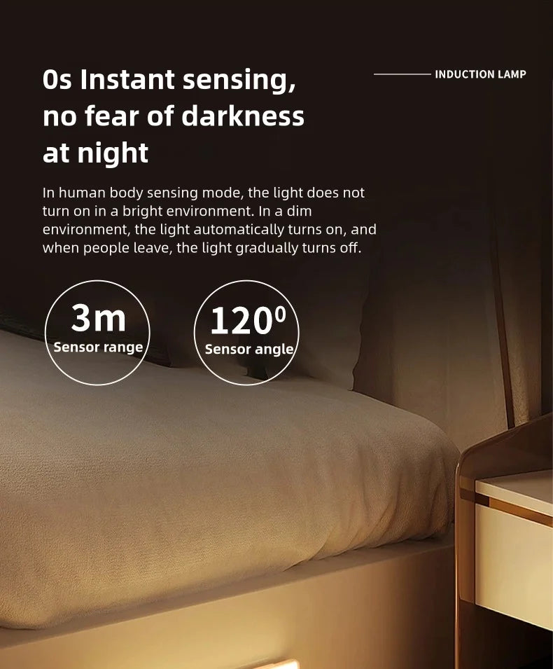 10-50cm Motion Sensor Light Night Wireless Lamp LED USB Battery Rechargeable Wall for Bedroom Kitchen Lighting Lights Room Decor