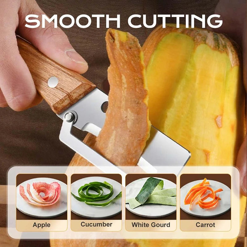 Multi Functional Vegetable Peeler For Kitchen Veggie Fruit Carrot Orange & Potato Peeler With Ergonomic Handle Julienne Wooden
