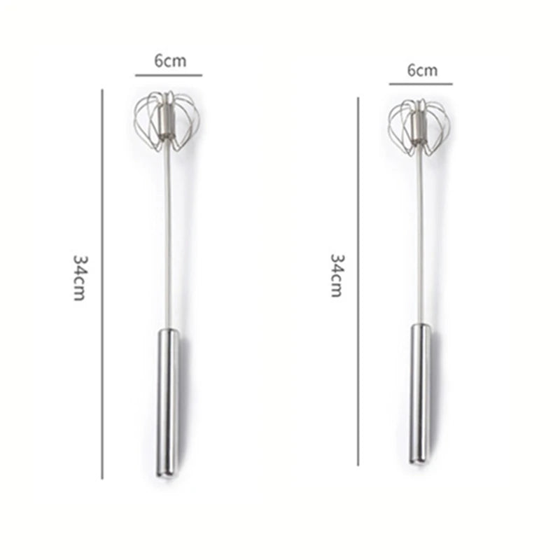Semi-automatic Egg Beater 304 Stainless Steel Egg Whisk Manual Hand Mixer Self Turning Egg Stirrer Kitchen Accessories Egg Tools