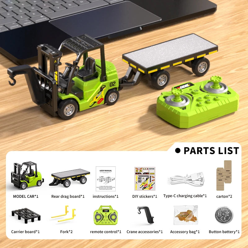 1: 64 Mini Remote Forklift Set, Lighting and Music, Durable Alloy Material, Supports APP Mobile Connection, Halloween Gift