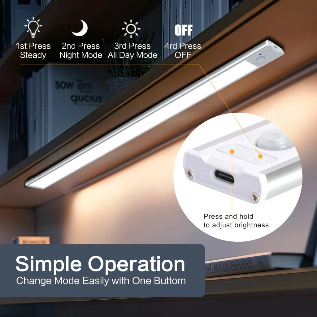 10-50cm Motion Sensor Light Night Wireless Lamp LED USB Battery Rechargeable Wall for Bedroom Kitchen Lighting Lights Room Decor