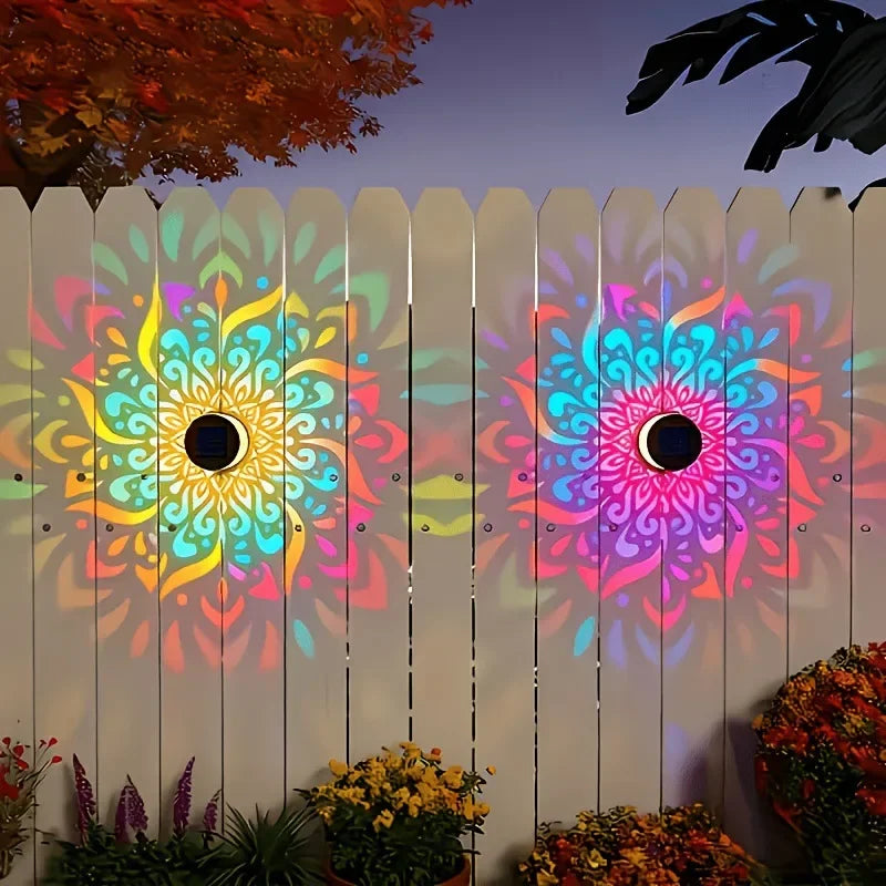 Outdoor Solar Wall Light with Mandala Sunflower Design Garden Courtyard Decoration Landscape Lighting for Patio Fence